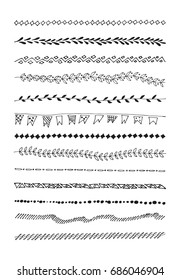 Hand Drawn Dividers Set Underline Ink Stock Vector (Royalty Free ...