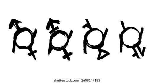Set of hand drawn genderfluid identity icon Symbol used to represent sex and gender