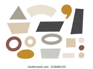 Set of hand drawn geometric organic textured shapes