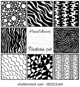  Set of hand drawn geometrical pattern. Vector background