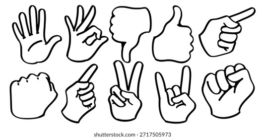 Set of hand drawn Hand Gesture theme Isolated Vector