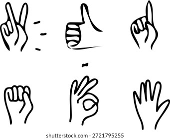 Set of hand drawn hand gestures
