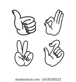Conjunto de gestos dibujados a mano. Manos humanas aplaudiendo ovación. en estilo doodle, Ilustración vectorial