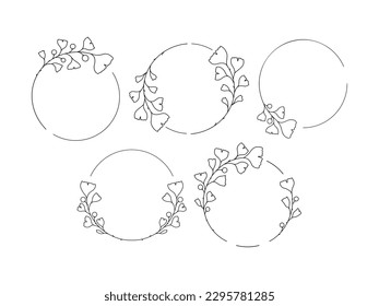 Set of hand drawn ginkgo biloba frames. Floral wreaths for greeting cards, wedding invitations, posters, frame arts, web, etc.