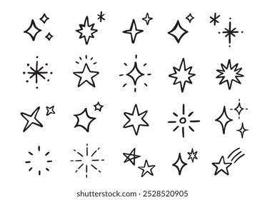 Set of hand drawn glitter icons