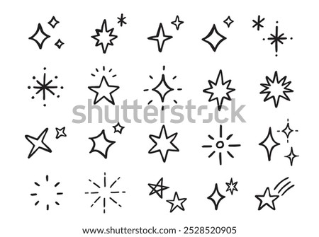 Set of hand drawn glitter icons