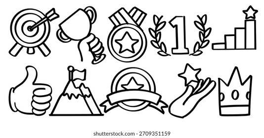 Set handgezeichnetes Goal theme Isolated Vector