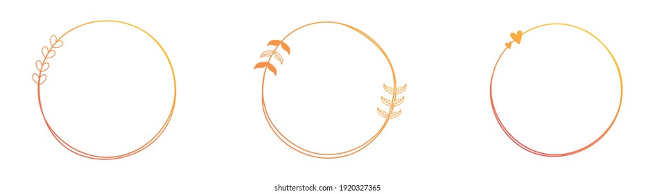 Set of hand drawn gold circle, sketch lines. Vector circular doodle frame, doodle golden circles Isolated on white background