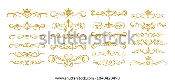 Set Hand Drawn Gold Design Elements Stock Vector (Royalty Free ...