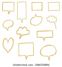 Set Of Hand Drawn Gold Speech Bubbles Collection Vector Illustration