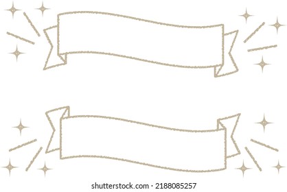 Set of hand drawn golden frames for headlines and titles with stars twinkling around ribbons