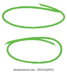 Set of hand drawn green circle highlighter, design element, grunge round shape