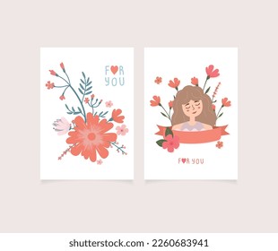 Set of hand drawn greeting cards
