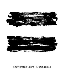 Set of hand drawn grunge brush smears. Paint stripe. Black isolated paintbrush collection. Vector illustration.