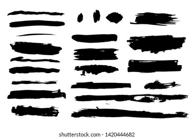 Set of hand drawn grunge brush strokes. Black ink grunge brush strokes. Vector illustration.