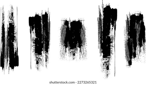 Set of Hand Drawn Grunge Brush Smears, Hand Drawn Grunge Brush vector, Black vector brush strokes collection. Black paint spots vector set 