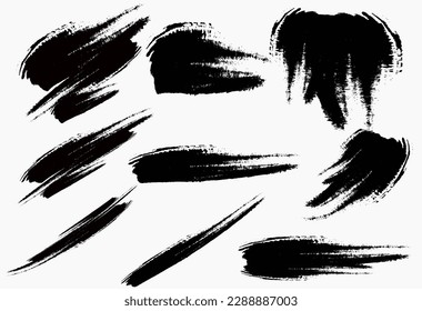 Set of Hand Drawn Grunge Brush Smears, Hand Drawn Grunge Brush vector, Black vector brush strokes collection.  vector Black paint spots vector set