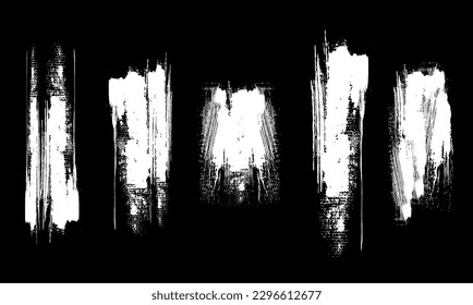 Set of Hand Drawn Grunge Brush Smears, Hand Drawn Grunge Brush vector, Black vector brush strokes collection. Black paint spots vector set 