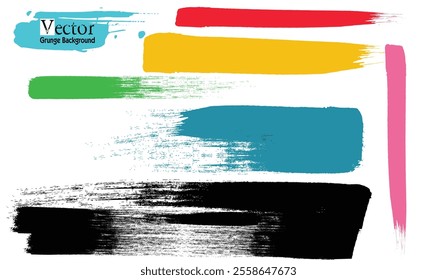 Set of Hand Drawn Grunge Brush Smears, Set of Hand Drawn Grunge Brush Smears, fullcolour vector brush strokes collection. colours paint spots vector for design.eps8