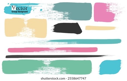 Set of Hand Drawn Grunge Brush Smears, fullcolour vector brush strokes collection. colours paint spots vector for design, Set of Hand Drawn Grunge Brush Smears.eps8