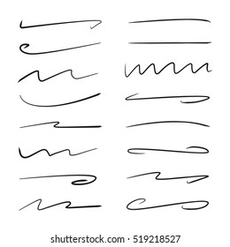 Set Of Hand Drawn Grunge Brush, Scribble Lines