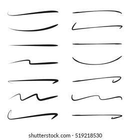 set of hand drawn grunge brush, scribble lines