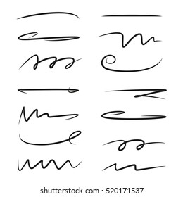 set of hand drawn grunge brush, scribble lines