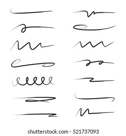 set of hand drawn grunge brush, scribble lines