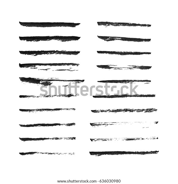 Set of hand\
drawn grunge brush smears. Paint stripe. Black isolated paintbrush\
collection. Vector\
illustration.