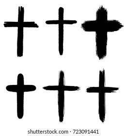 Set of hand drawn grunge crosses. religious sign. Vector design elements