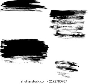 Juego de trazo de pincel de tinta gris dibujado a mano. Textura negra sucia para pintura, fondo, cartel, diseño. Ilustración vectorial del arte creativo