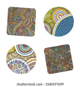 Set of hand drawn grunge textures. Artistic colldection of rough graphic patterns, ethnic abstract lines, tribal ink symbols. Vector images