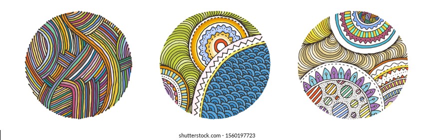 Set of hand drawn grunge textures. Artistic colldection of rough graphic patterns, ethnic abstract lines, tribal ink symbols. Vector images
