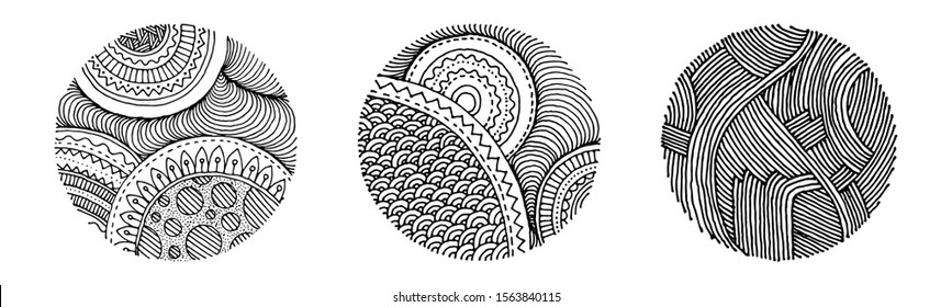 Set of hand drawn grunge textures. Artistic colldection of rough graphic patterns, ethnic abstract lines, tribal ink symbols. Vector images