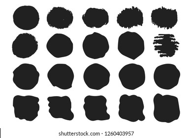 Set Of Hand Drawn Grunge Torn Shapes. Vector Isolated Background. Edge Box Frames. Distressed Brush Strokes, Rough Borders.