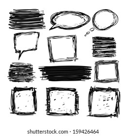 set of hand drawn grungy squares for your design