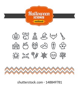 Set of hand drawn Halloween icons