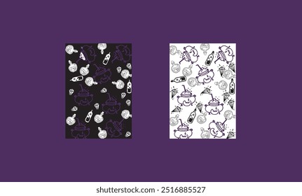A set of hand drawn halloween theme vector background image materials. There are Halloween magic potion, medicine pot, crystal above