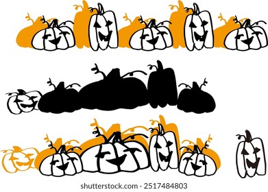 A set of hand drawn halloween theme vector patten image materials  jack-o-lanterns pumpkin patten