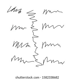 Set of hand drawn, handmade lines on white background EPS Vector