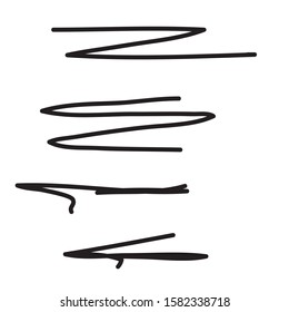 Set of hand drawn, handmade lines on white background EPS Vector