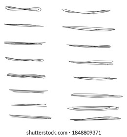 Set of hand drawn, handmade underlines on white background EPS Vector