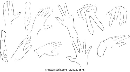 set of hand drawn hands