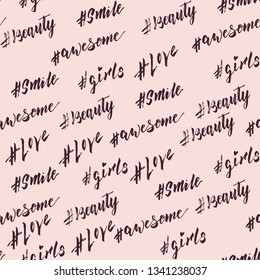 Set of hand drawn hashtags. Social media lettering set. Huge vector calligraphy labels.