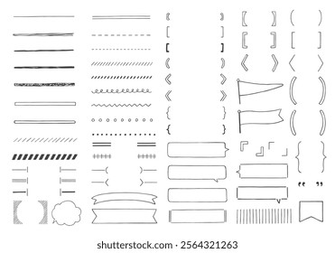 Set of hand drawn headings and lines