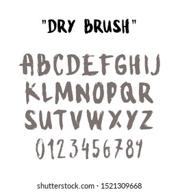 Set of hand drawn headsets, dry brush, calligraphic font written with a brush. Colored letters. Letter. Vector logo font. can be useful for packaging branded goods, posters, t-shirts.