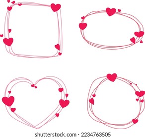 Set of hand drawn hear frames