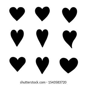 Set of hand drawn heart. Handdrawn hearts isolated on white background. Vector illustration for your graphic design