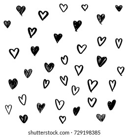 Set of hand drawn heart. Handdrawn rough marker hearts isolated on white background. Vector illustration for your graphic design