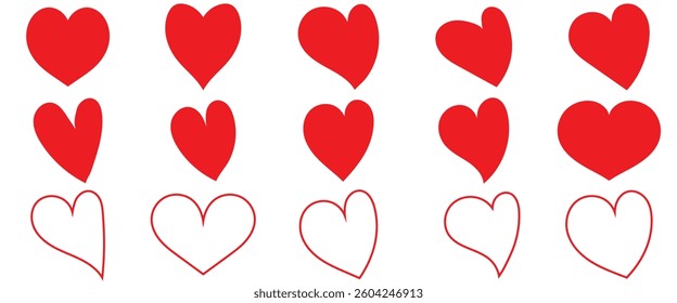  Set of Hand Drawn Heart Icon set  of vector illustration